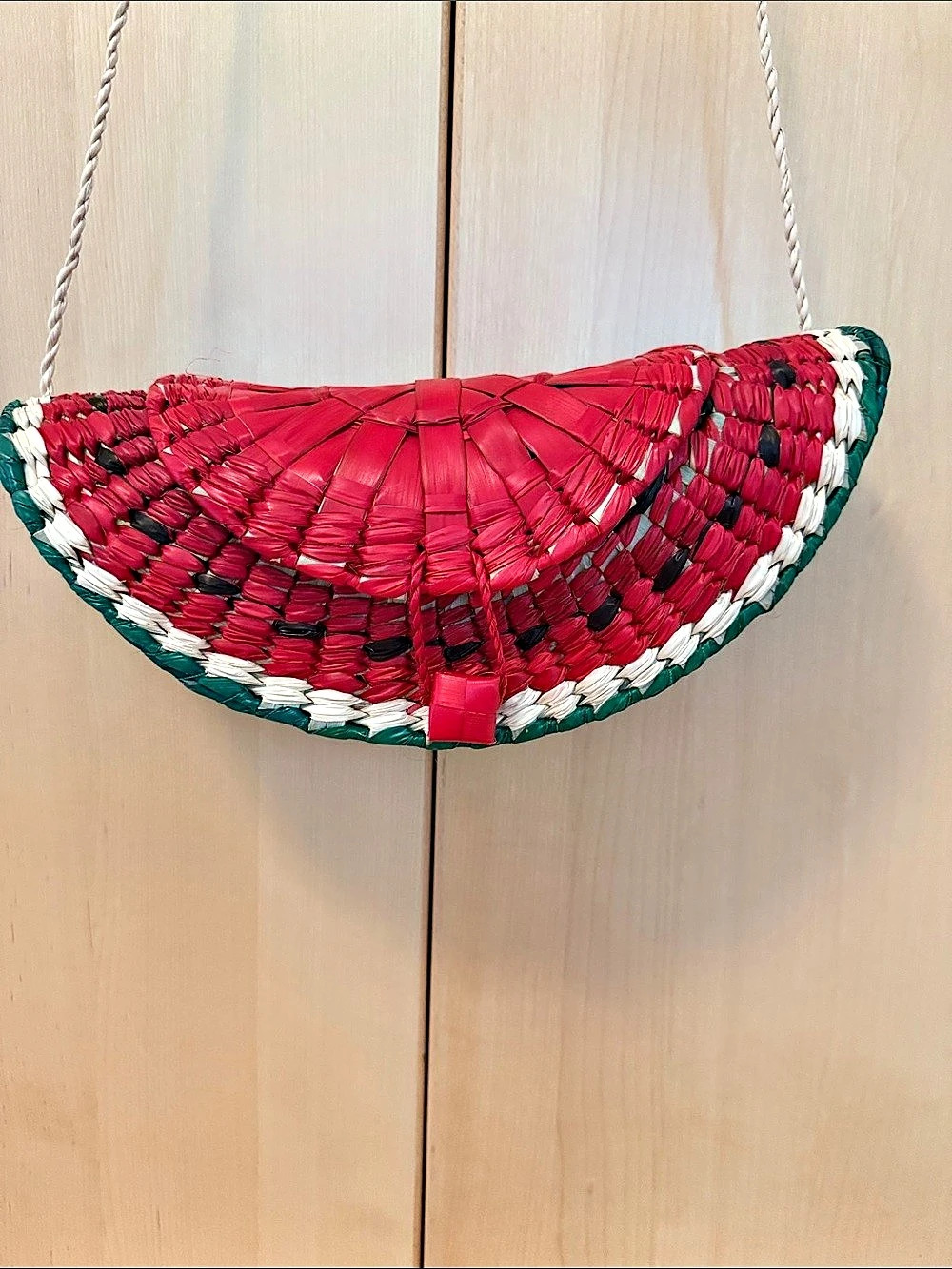 Hand Woven Watermelon Bag in Red & Green